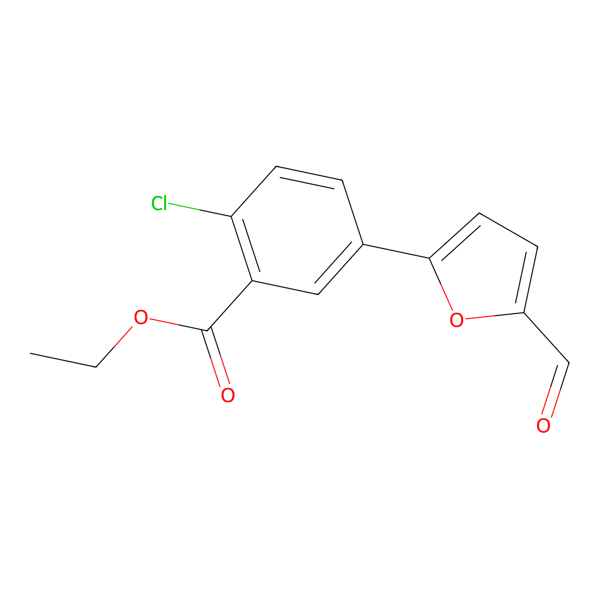 Ethyl 2-chloro-5-(5-formyl-2-furyl)benzoate molecular structure, CAS 752231-43-9