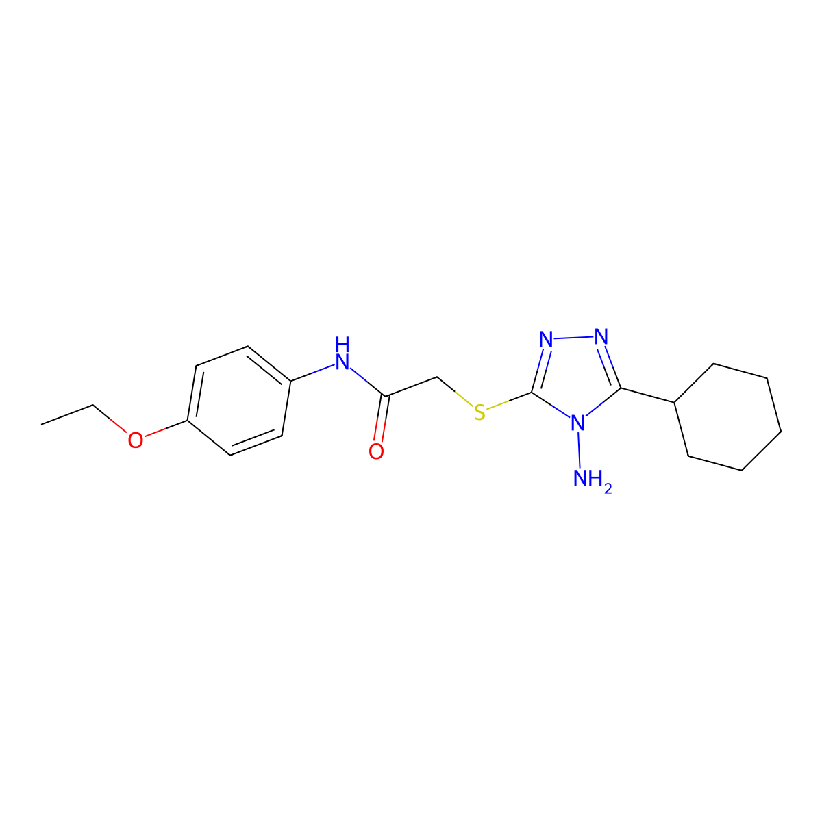 2-((4-amino-5-cyclohexyl-4H-1,2,4-triazol-3-yl)thio)-N-(4-ethoxyphenyl)acetamide molecular structure, CAS 752242-12-9