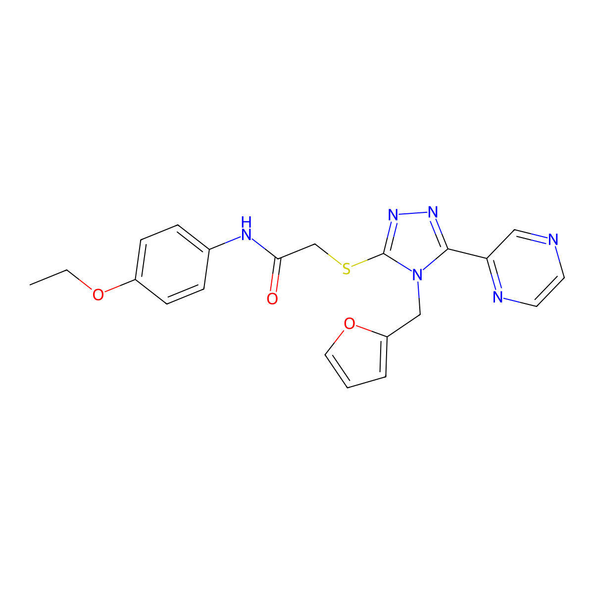 N-(4-ethoxyphenyl)-2-{[4-(furan-2-ylmethyl)-5-(pyrazin-2-yl)-4H-1,2,4-triazol-3-yl]sulfanyl}acetamide molecular structure, CAS 752243-27-9