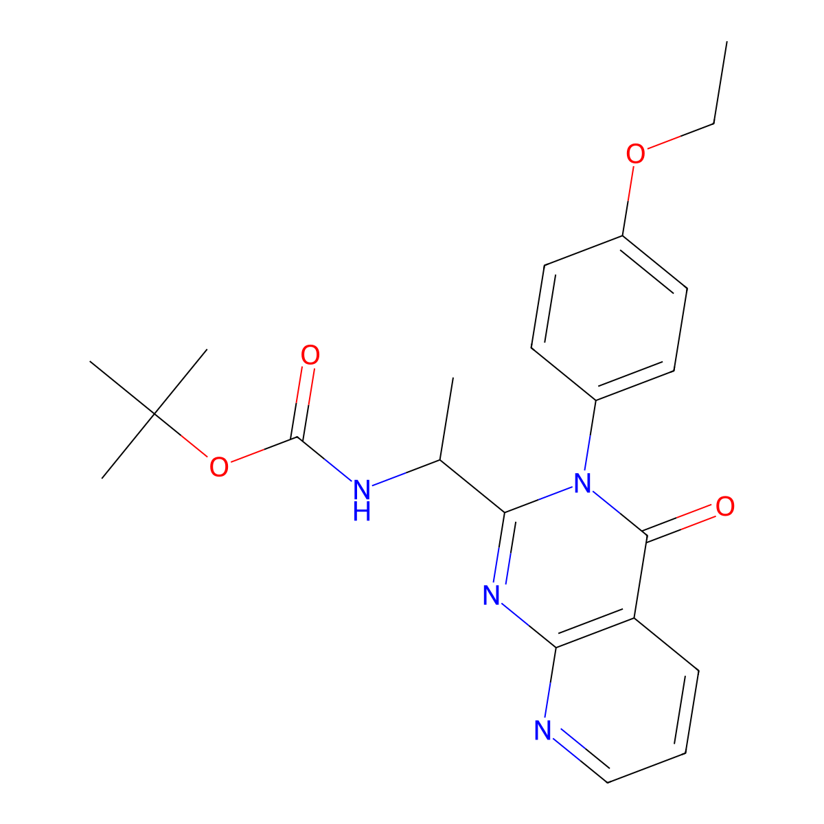 tert-butyl (R)-(1-(3-(4-ethoxyphenyl)-4-oxo-3,4-dihydropyrido[2,3-d]pyrimidin-2-yl)ethyl)carbamate molecular structure, CAS 752244-95-4