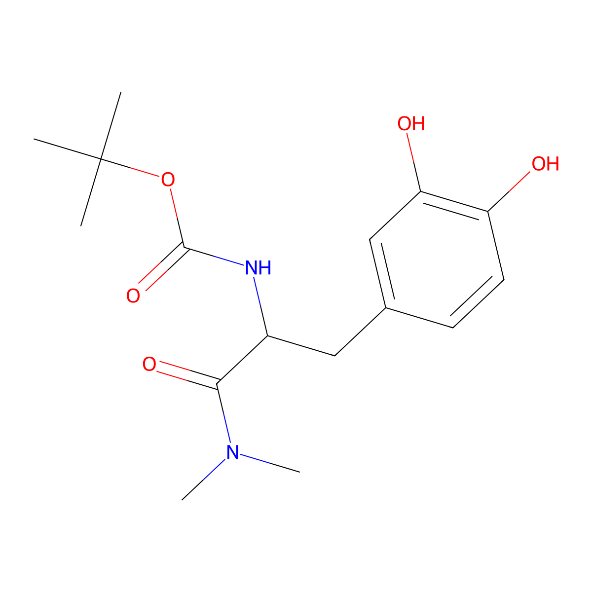 (S)-tert-butyl 3-(3,4-Dihydroxyphenyl)-1-(dimethylamino)-1-oxopropan-2-ylcarbamate molecular structure, CAS 752251-02-8