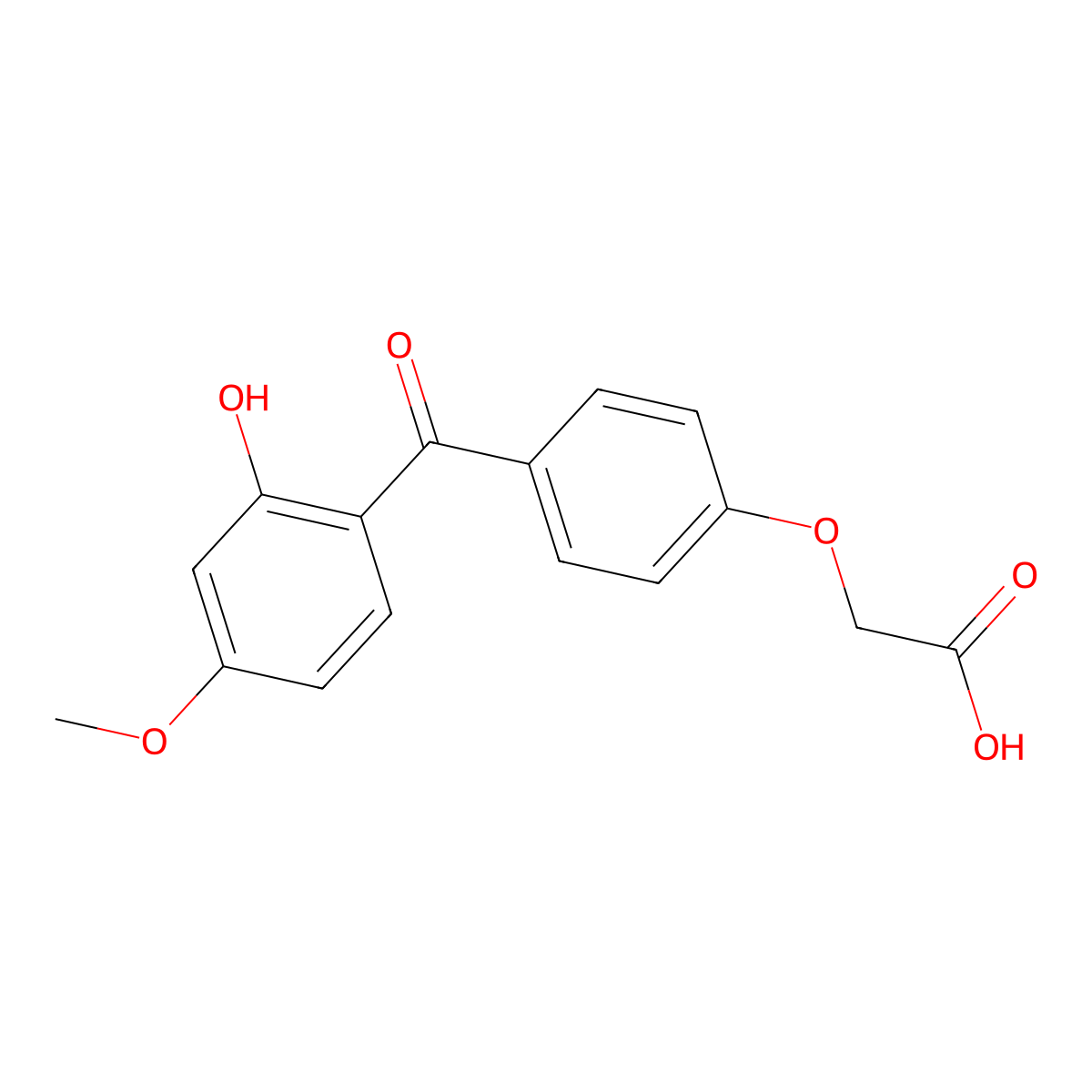 Acetic acid, (4-(2-hydroxy-4-methoxybenzoyl)phenoxy)- molecular structure, CAS 75226-96-9