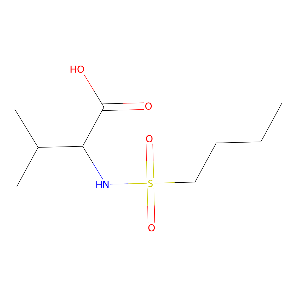 2-(Butane-1-sulfonamido)-3-methylbutanoic acid molecular structure, CAS 75228-50-1