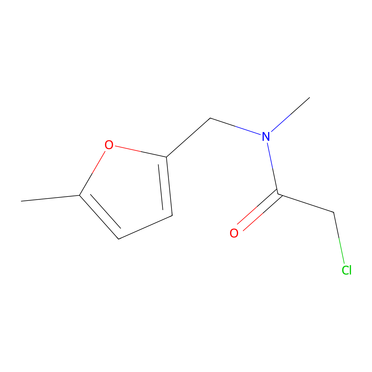 Acetamide, 2-chloro-N-methyl-N-((5-methyl-2-furanyl)methyl)- molecular structure, CAS 75228-74-9