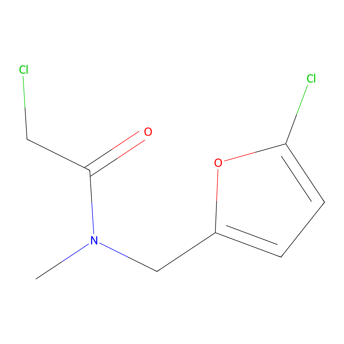Acetamide, 2-chloro-N-((5-chloro-2-furanyl)methyl)-N-methyl- molecular structure, CAS 75228-82-9