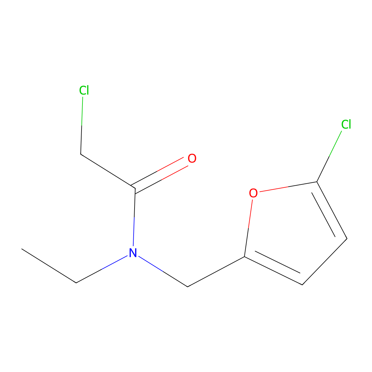 Acetamide, 2-chloro-N-((5-chloro-2-furanyl)methyl)-N-ethyl- molecular structure, CAS 75228-84-1