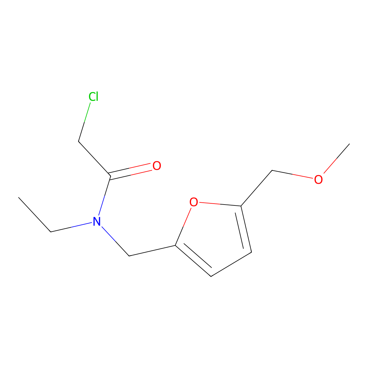 Acetamide, 2-chloro-N-ethyl-N-((5-(methoxymethyl)-2-furanyl)methyl)- molecular structure, CAS 75228-92-1