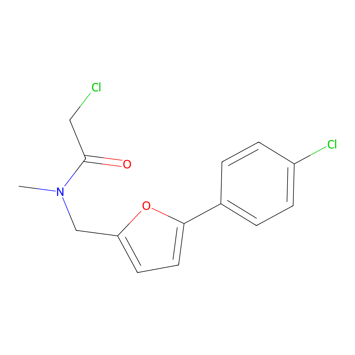2-chloro-N-{[5-(4-chlorophenyl)furan-2-yl]methyl}-N-methylacetamide molecular structure, CAS 75228-96-5