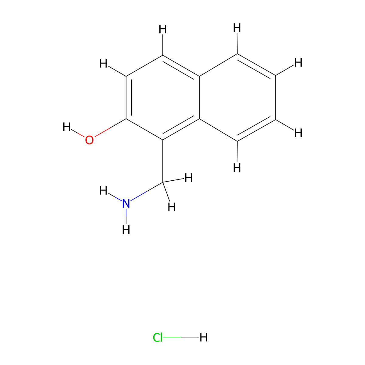 1-(Aminomethyl)naphthalen-2-ol hydrochloride molecular structure, CAS 7523-34-4