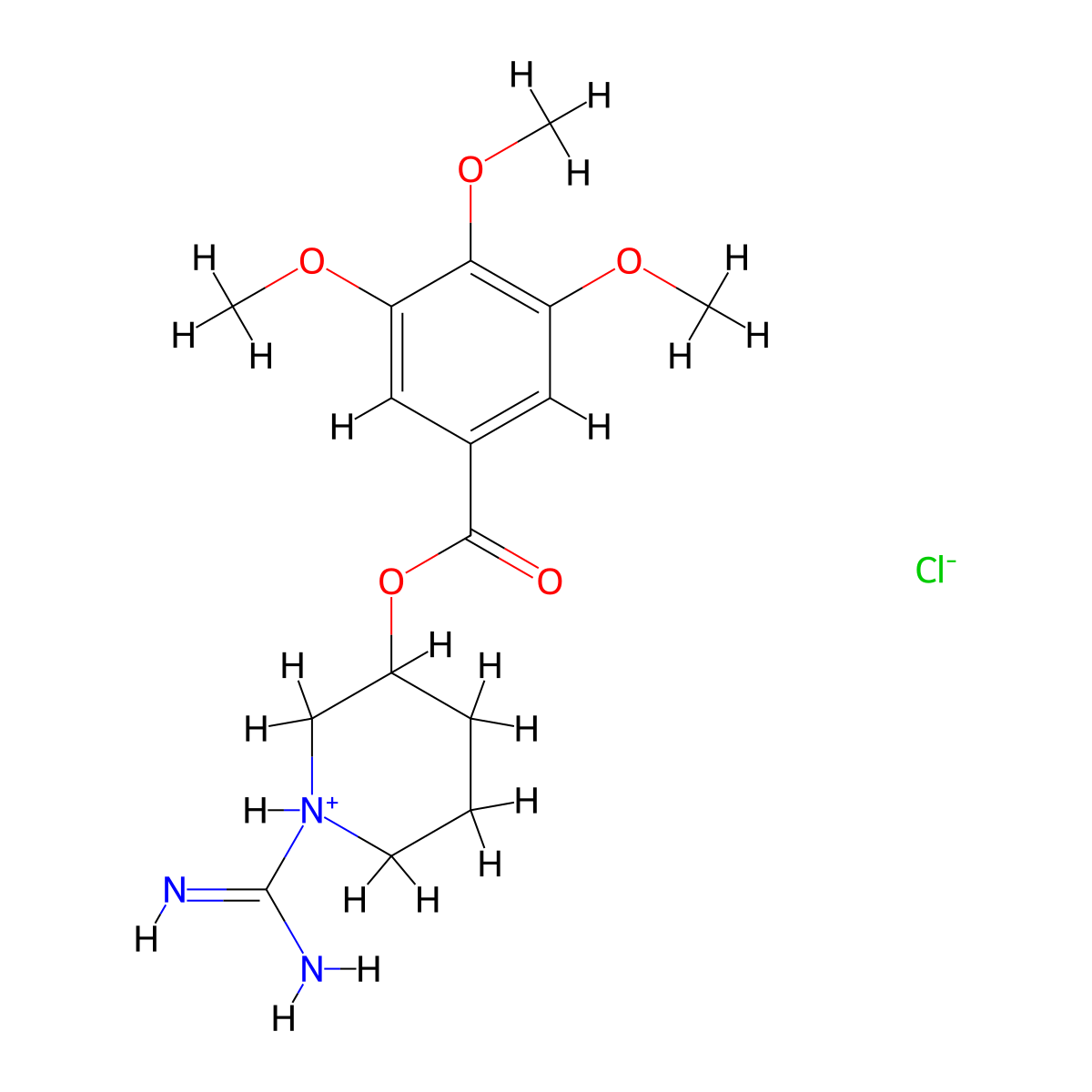 Benzoic acid, 3,4,5-trimethoxy-, 1-amidino-3-piperidyl ester, monohydrochloride molecular structure, CAS 75231-03-7