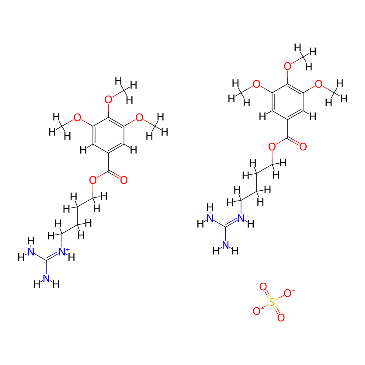 Sulfuric acid--4-carbamimidamidobutyl 3,4,5-trimethoxybenzoate (1/2) molecular structure, CAS 75231-23-1