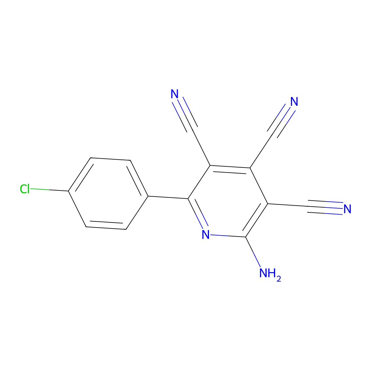 2-Amino-6-(4-chlorophenyl)-3,4,5-pyridinetricarbonitrile molecular structure, CAS 75232-09-6