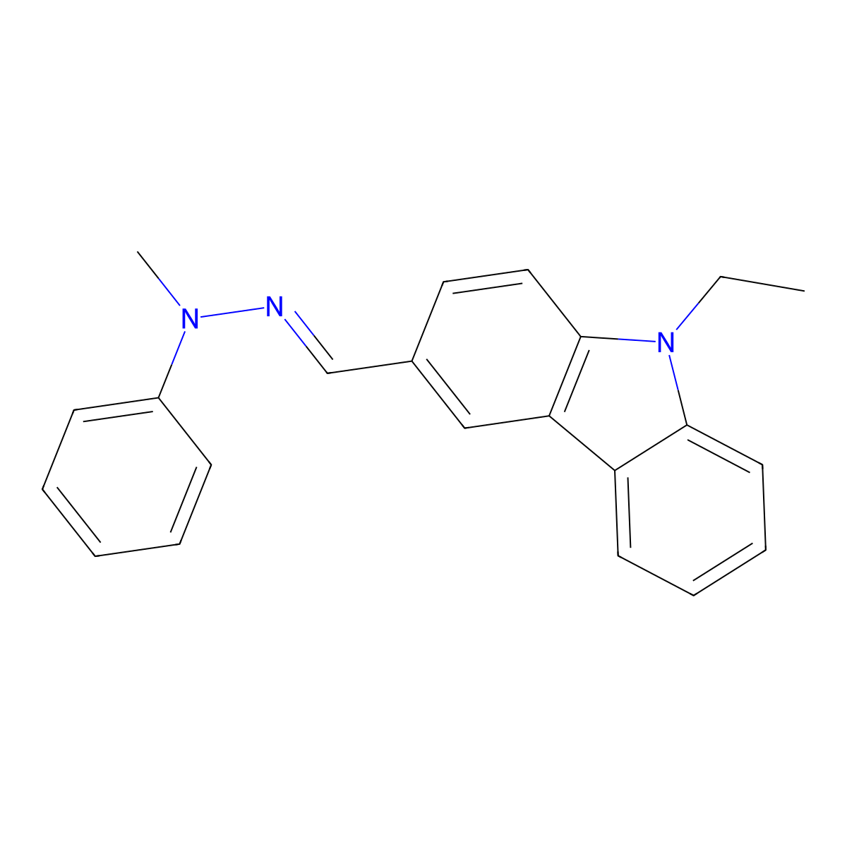 9-Ethylcarbazole-3-carboxaldehyde N-Methyl-N-phenylhydrazone molecular structure, CAS 75232-44-9