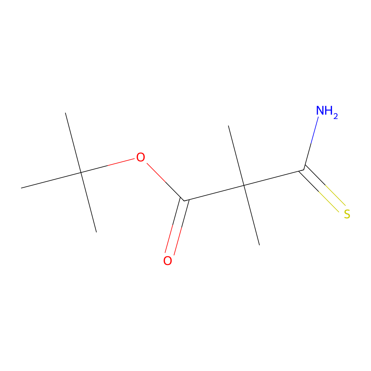 Tert-butyl 2-carbamothioyl-2,2-dimethylacetate molecular structure, CAS 75235-67-5