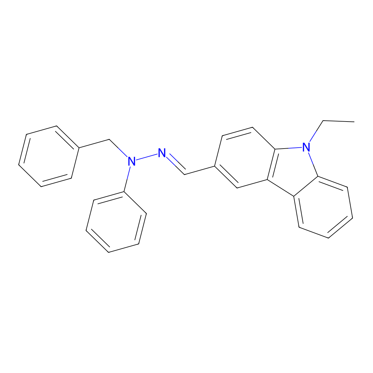 9-Ethyl-3-(N-benzyl-N-phenylhydrazonomethyl)carbazole molecular structure, CAS 75238-79-8