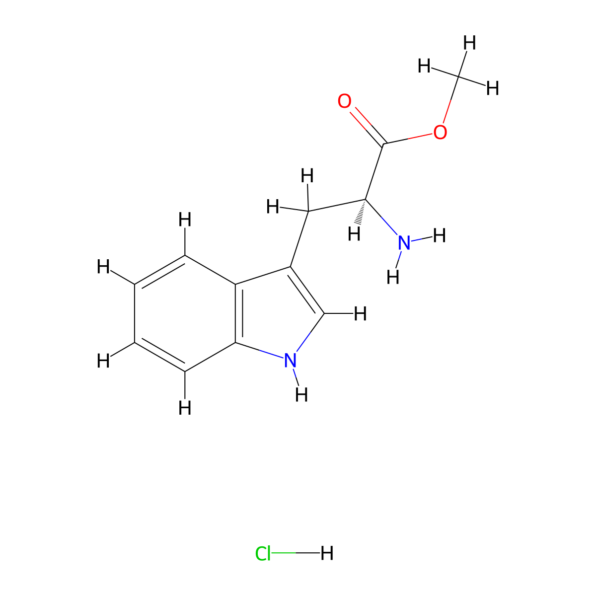 Methyl tryptophanate hydrochloride molecular structure, CAS 7524-52-9