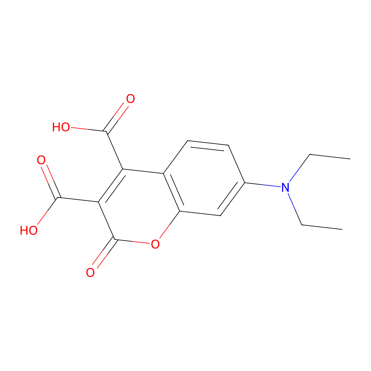 7-(Diethylamino)-2-oxochromene-3,4-dicarboxylic acid molecular structure, CAS 75240-77-6