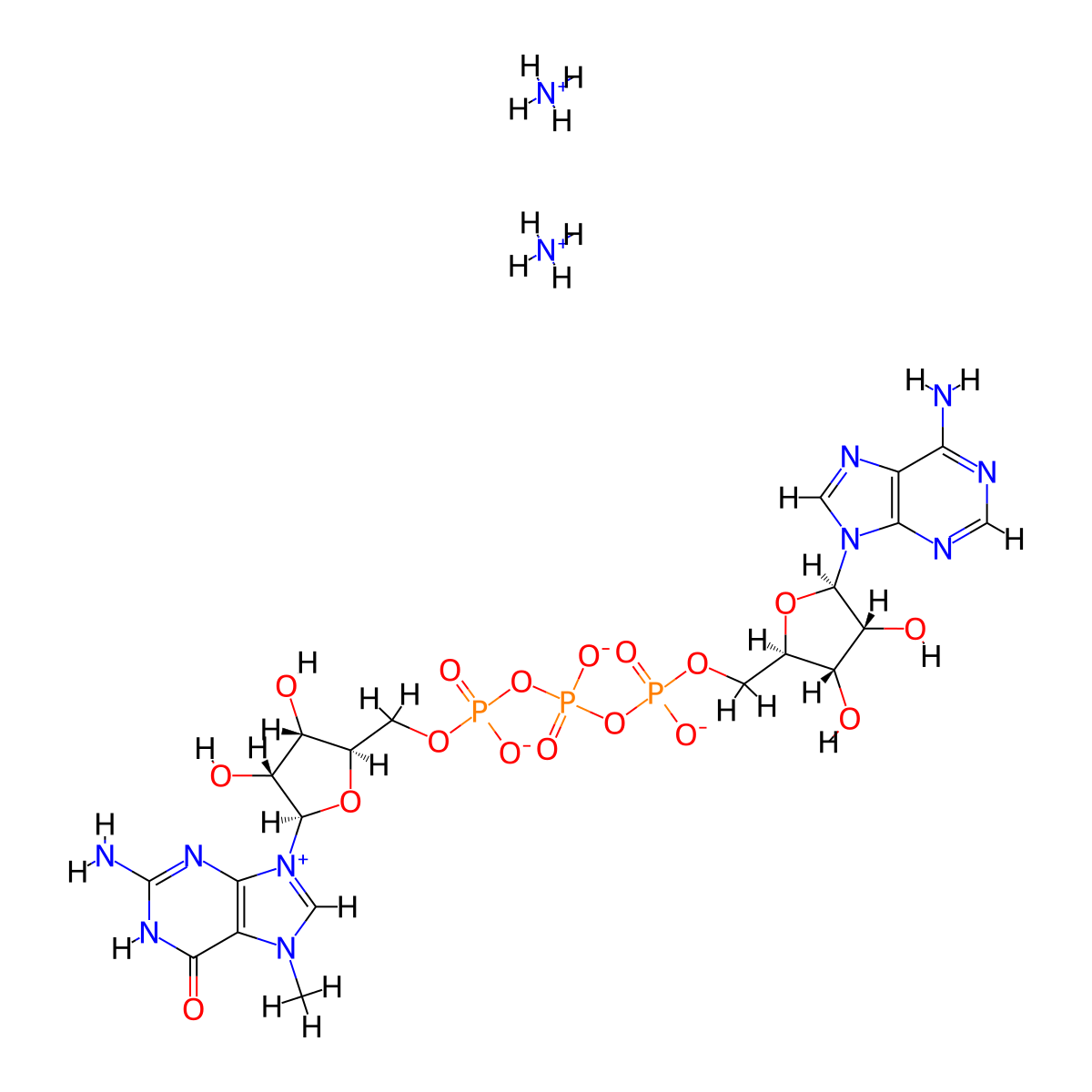 N7-Methyl-guanosine-5'-triphosphate-5'-adenosine diammonium molecular structure, CAS 75252-10-7