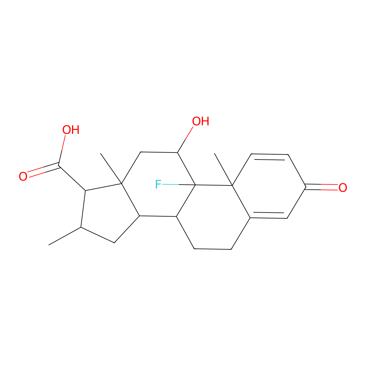(11beta,16alpha,17beta)-9-Fluoro-11-hydroxy-16-methyl-3-oxoandrosta-1,4-diene-17-carboxylic acid molecular structure, CAS 75262-69-0