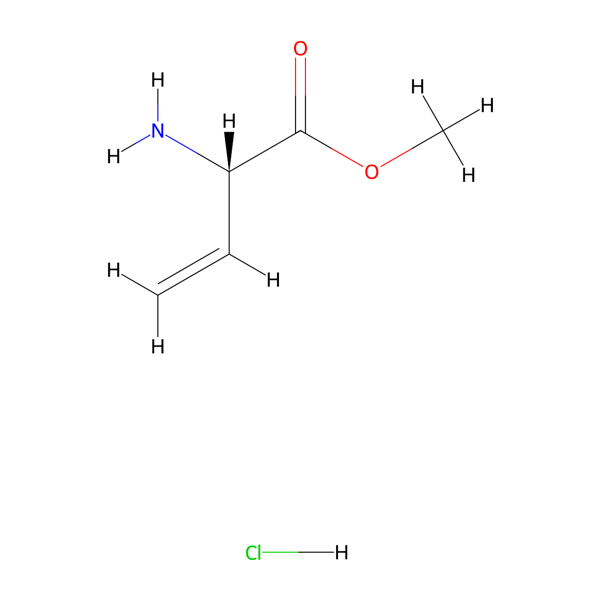 (S)-Methyl 2-aminobut-3-enoate hydrochloride molecular structure, CAS 75266-41-0