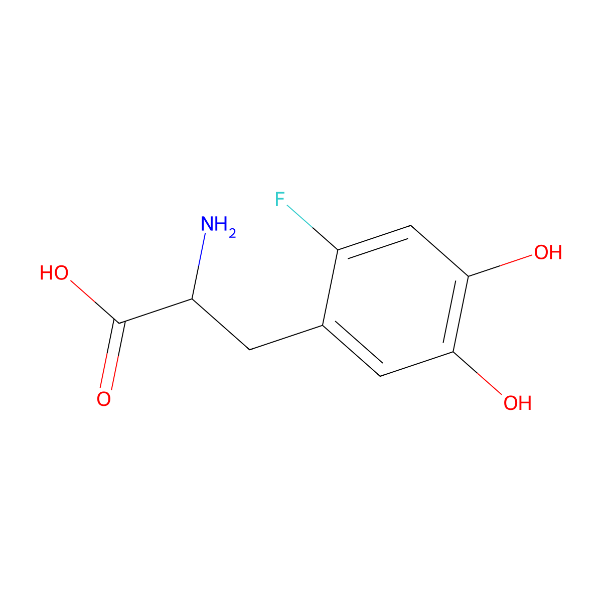 Fluorodopa molecular structure, CAS 75290-51-6