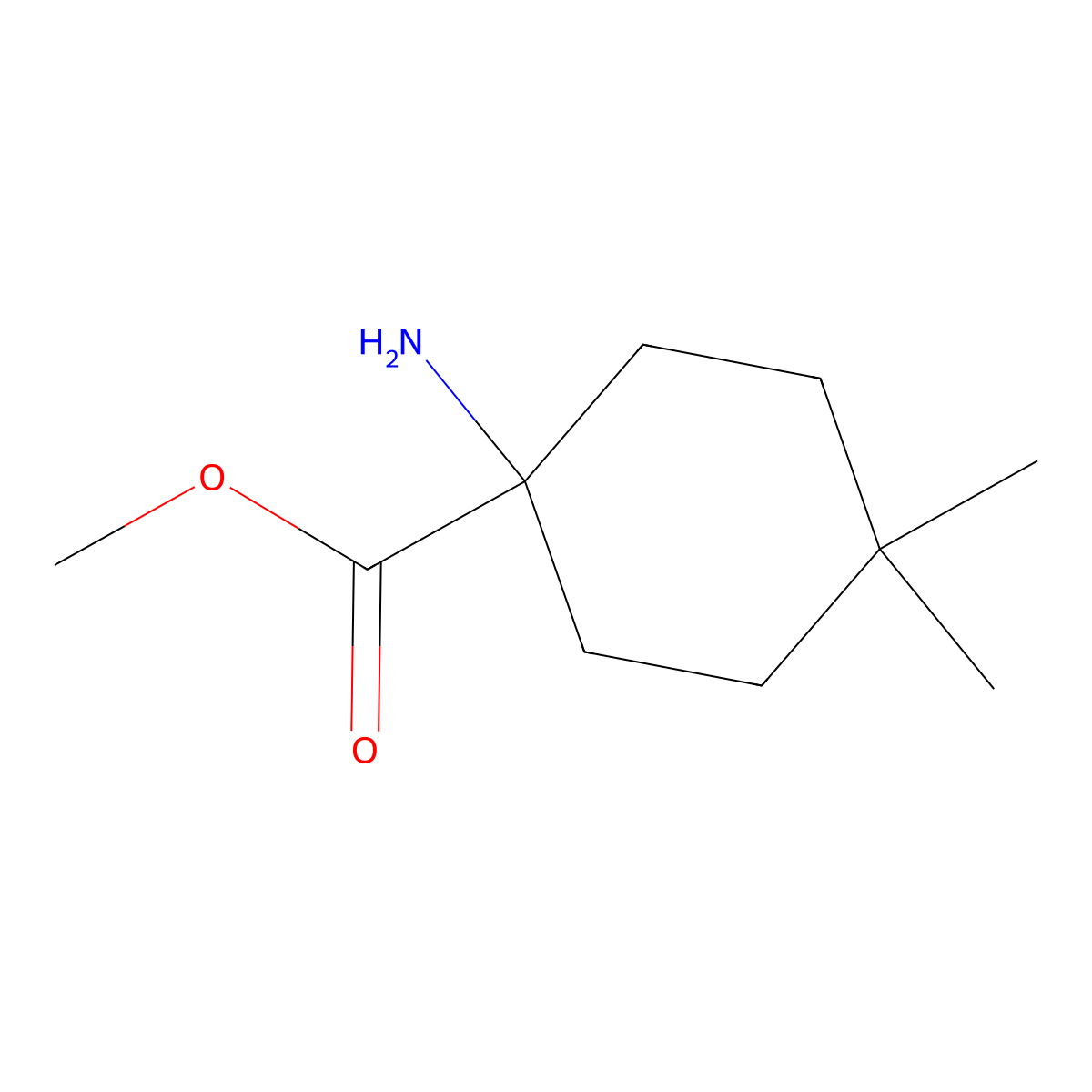 Methyl 1-amino-4,4-dimethylcyclohexane-1-carboxylate molecular structure, CAS 752965-90-5