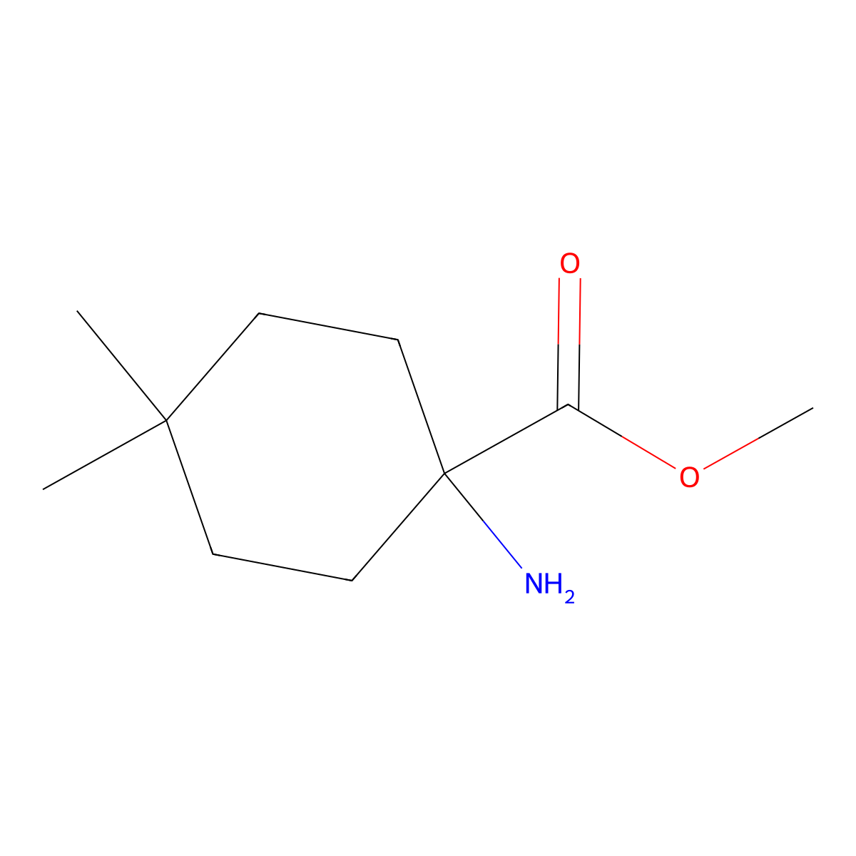 Methyl 1-amino-4,4-dimethylcyclohexane-1-carboxylate molecular structure, CAS 752965-90-5
