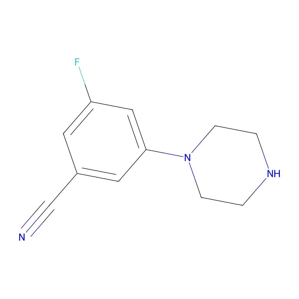 3-Fluoro-5-(piperazin-1-yl)benzonitrile molecular structure, CAS 752967-51-4