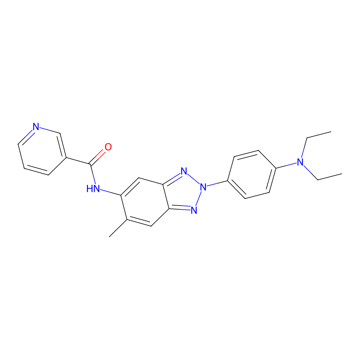 N-[2-[4-(diethylamino)phenyl]-6-methylbenzotriazol-5-yl]pyridine-3-carboxamide molecular structure, CAS 752985-80-1