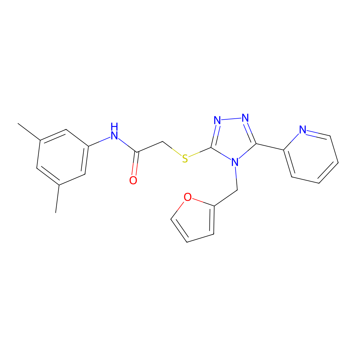 N-(3,5-dimethylphenyl)-2-{[4-(furan-2-ylmethyl)-5-(pyridin-2-yl)-4H-1,2,4-triazol-3-yl]sulfanyl}acetamide molecular structure, CAS 752986-01-9