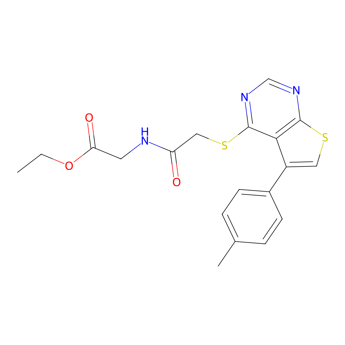 ethyl N-({[5-(4-methylphenyl)thieno[2,3-d]pyrimidin-4-yl]sulfanyl}acetyl)glycinate molecular structure, CAS 752986-10-0
