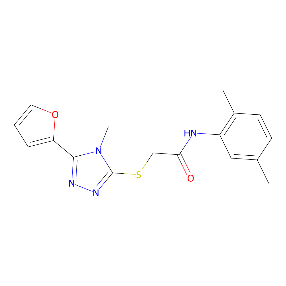 N-(2,5-dimethylphenyl)-2-{[5-(furan-2-yl)-4-methyl-4H-1,2,4-triazol-3-yl]sulfanyl}acetamide molecular structure, CAS 752988-67-3