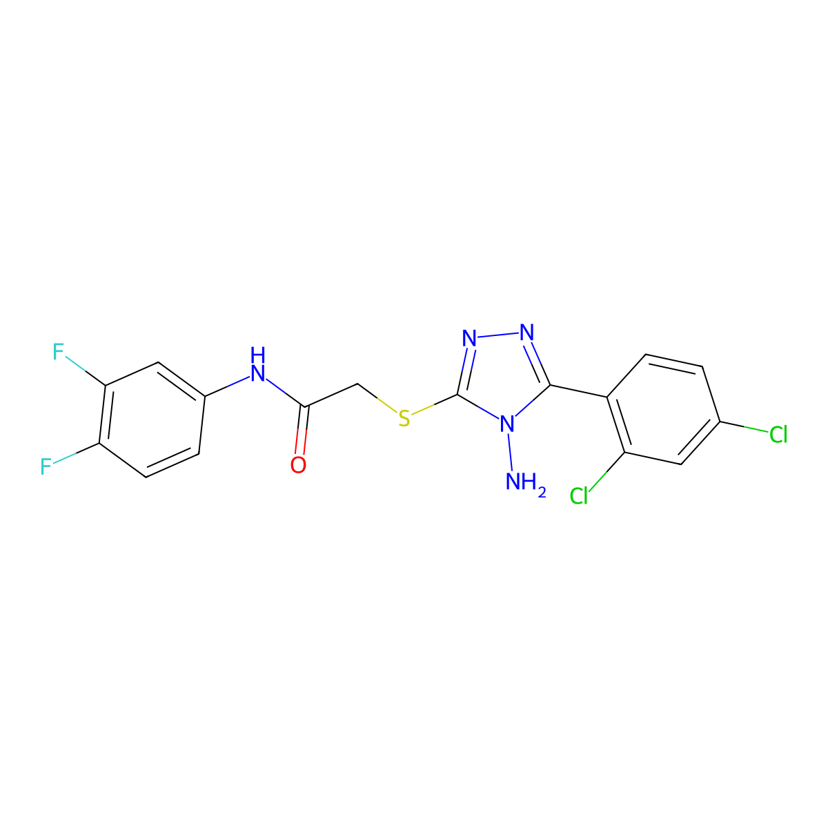 2-[4-amino-5-(2,4-dichlorophenyl)(1,2,4-triazol-3-ylthio)]-N-(3,4-difluorophen yl)acetamide molecular structure, CAS 752989-20-1
