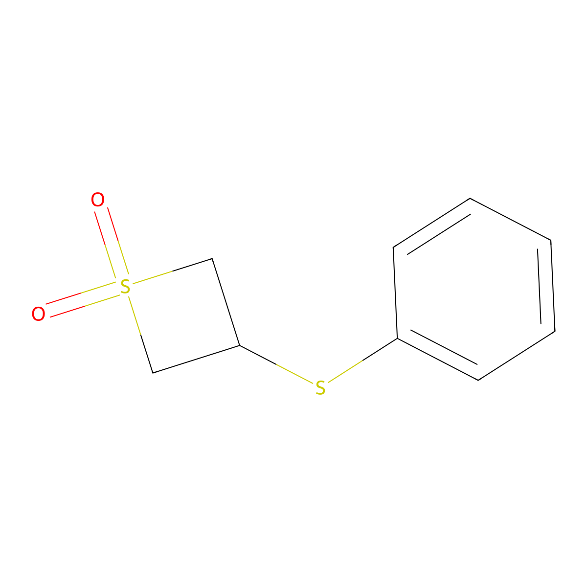 3-Phenylsulfanylthietane 1,1-dioxide molecular structure, CAS 75299-22-8