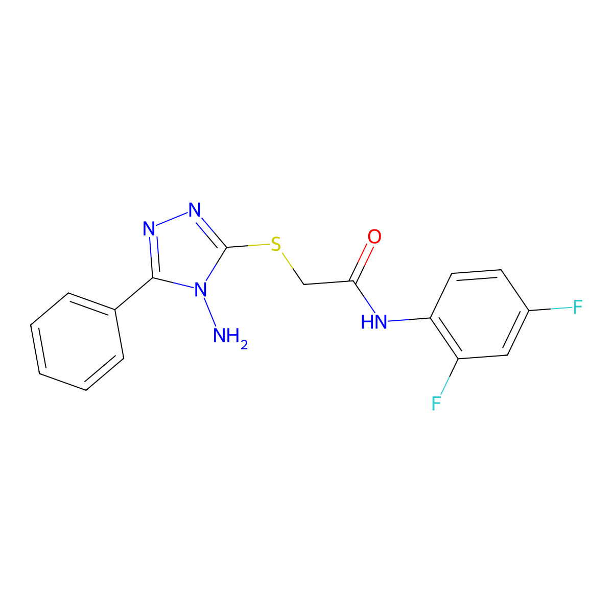 2-[(4-amino-5-phenyl-4H-1,2,4-triazol-3-yl)sulfanyl]-N-(2,4-difluorophenyl)acetamide molecular structure, CAS 752990-26-4