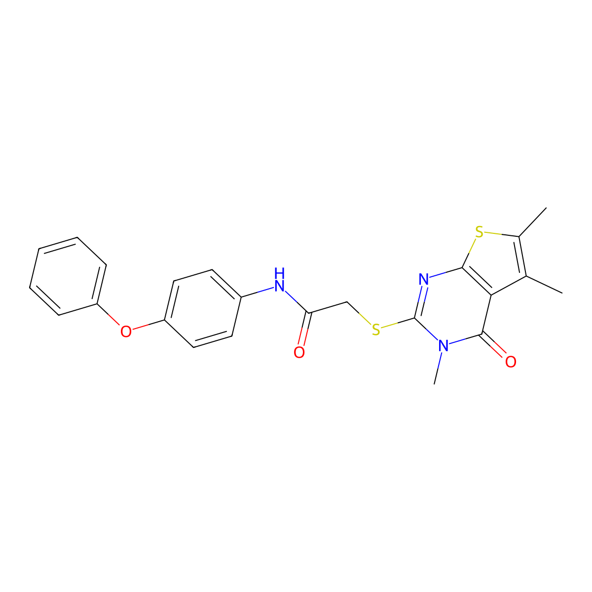 N-(4-phenoxyphenyl)-2-[(3,5,6-trimethyl-4-oxo-3,4-dihydrothieno[2,3-d]pyrimidin-2-yl)sulfanyl]acetamide molecular structure, CAS 752998-72-4