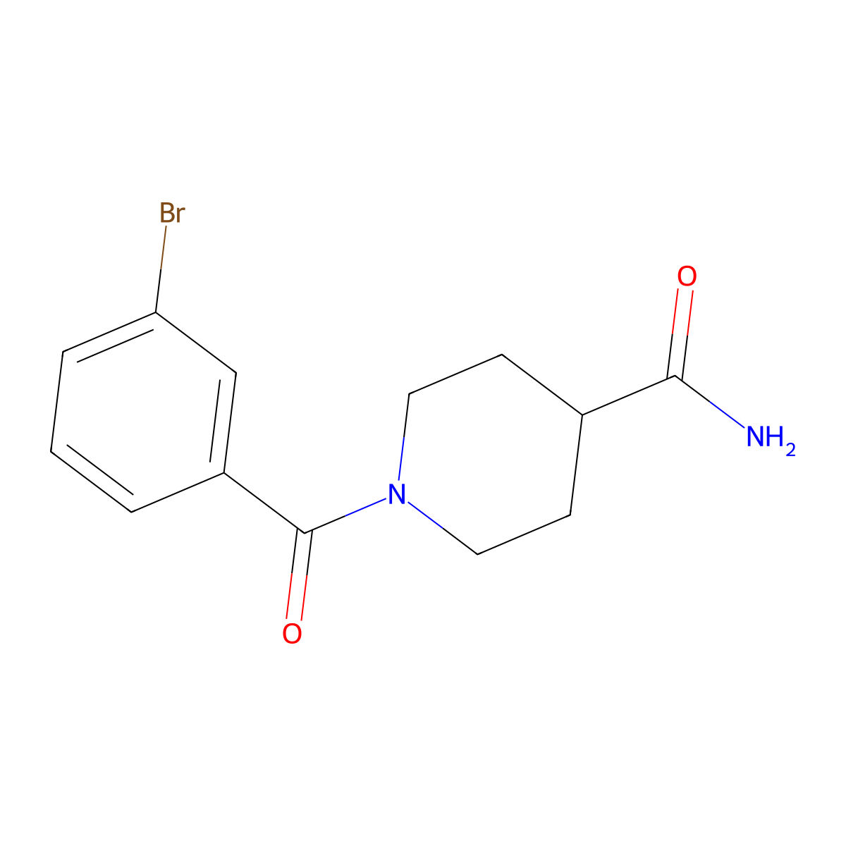 1-[(3-Bromophenyl)carbonyl]piperidine-4-carboxamide molecular structure, CAS 752999-02-3