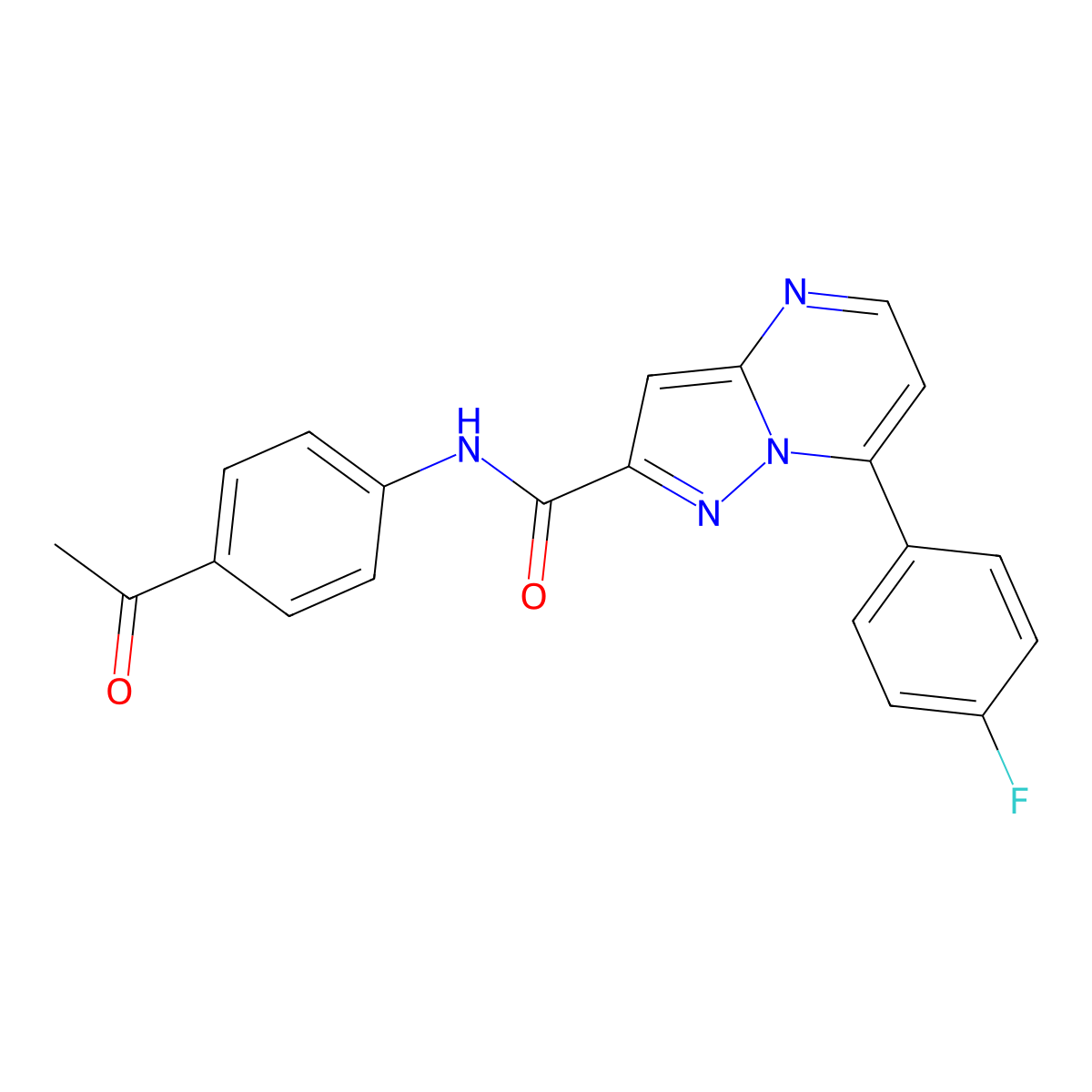 N-(4-acetylphenyl)-7-(4-fluorophenyl)pyrazolo[1,5-a]pyrimidine-2-carboxamide molecular structure, CAS 752999-45-4