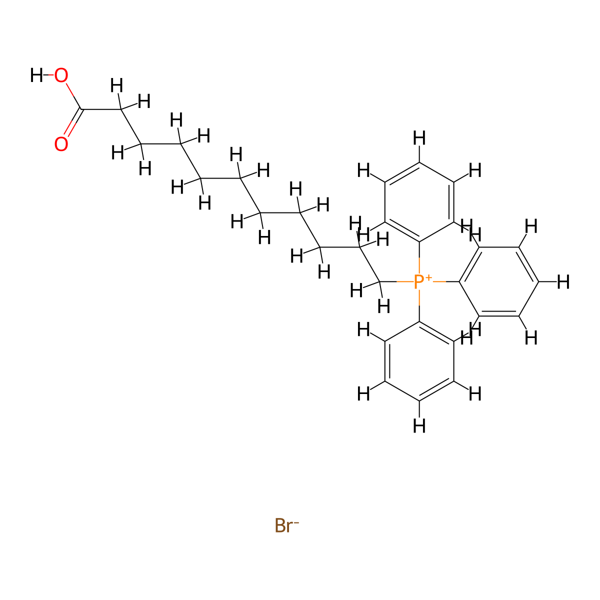 Phosphonium, (10-carboxydecyl)triphenyl-, bromide molecular structure, CAS 7530-96-3