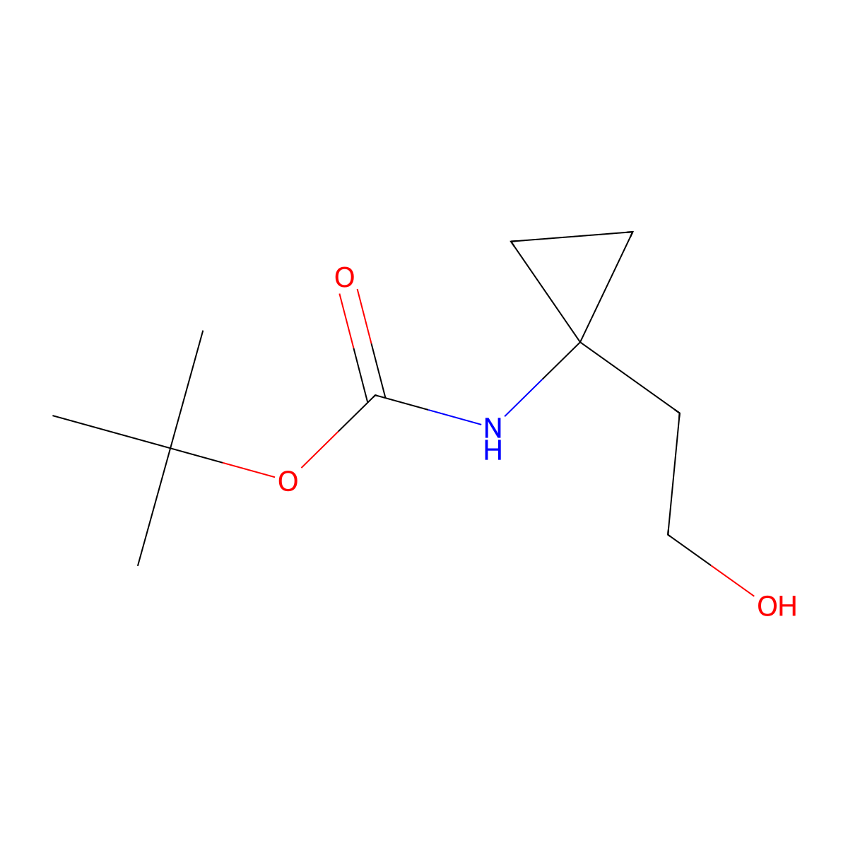 tert-butyl N-[1-(2-hydroxyethyl)cyclopropyl]carbamate molecular structure, CAS 753023-57-3