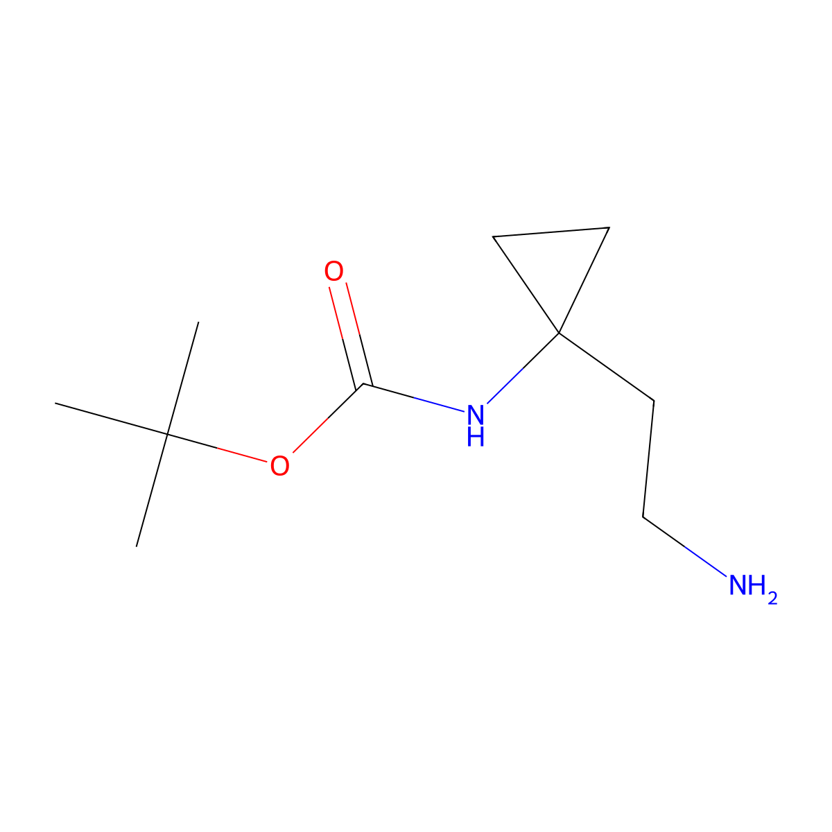 tert-butyl N-[1-(2-aminoethyl)cyclopropyl]carbamate molecular structure, CAS 753023-60-8