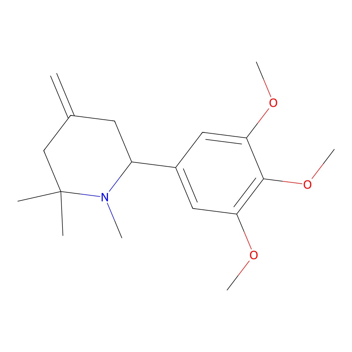 1,2,2-Trimethyl-4-methylidene-6-(3,4,5-trimethoxyphenyl)piperidine molecular structure, CAS 75306-49-9