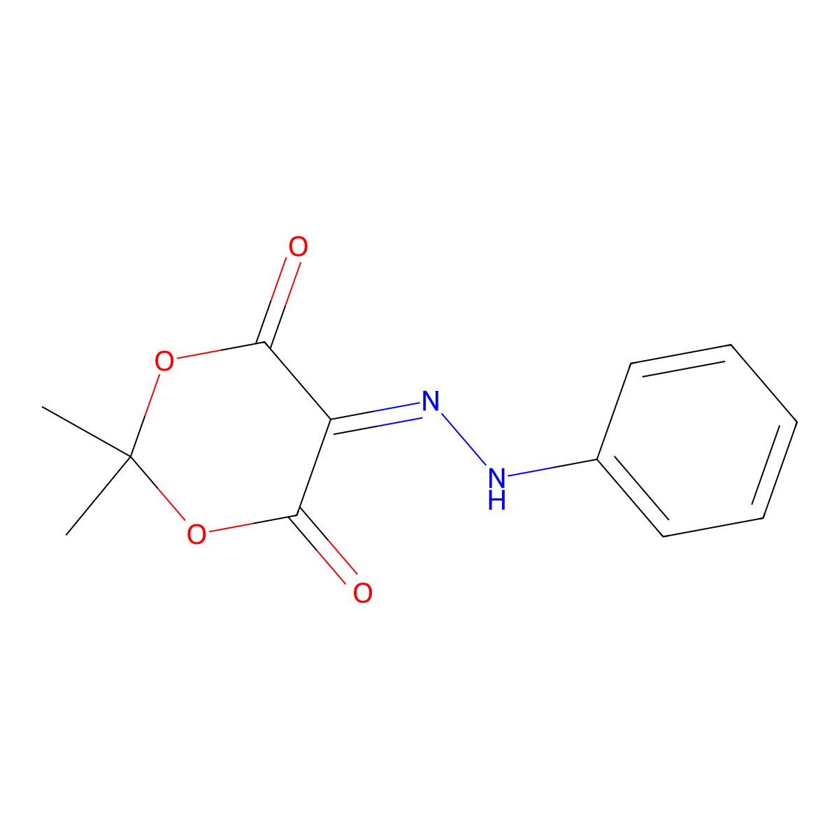 2,2-Dimethyl-5-(2-phenylhydrazinylidene)-1,3-dioxane-4,6-dione molecular structure, CAS 75307-67-4