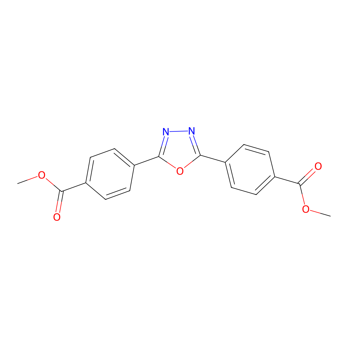 Methyl 4-[5-(4-methoxycarbonylphenyl)-1,3,4-oxadiazol-2-yl]benzoate molecular structure, CAS 7531-07-9