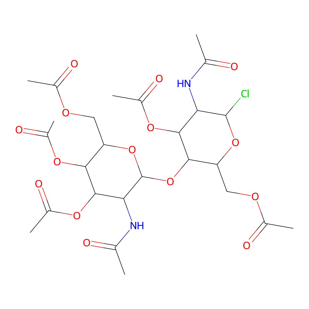 N,N'-Diacetyl-3,6,3',4',6'-penta-O-acetyl-1-chlorochitobioside molecular structure, CAS 7531-49-9
