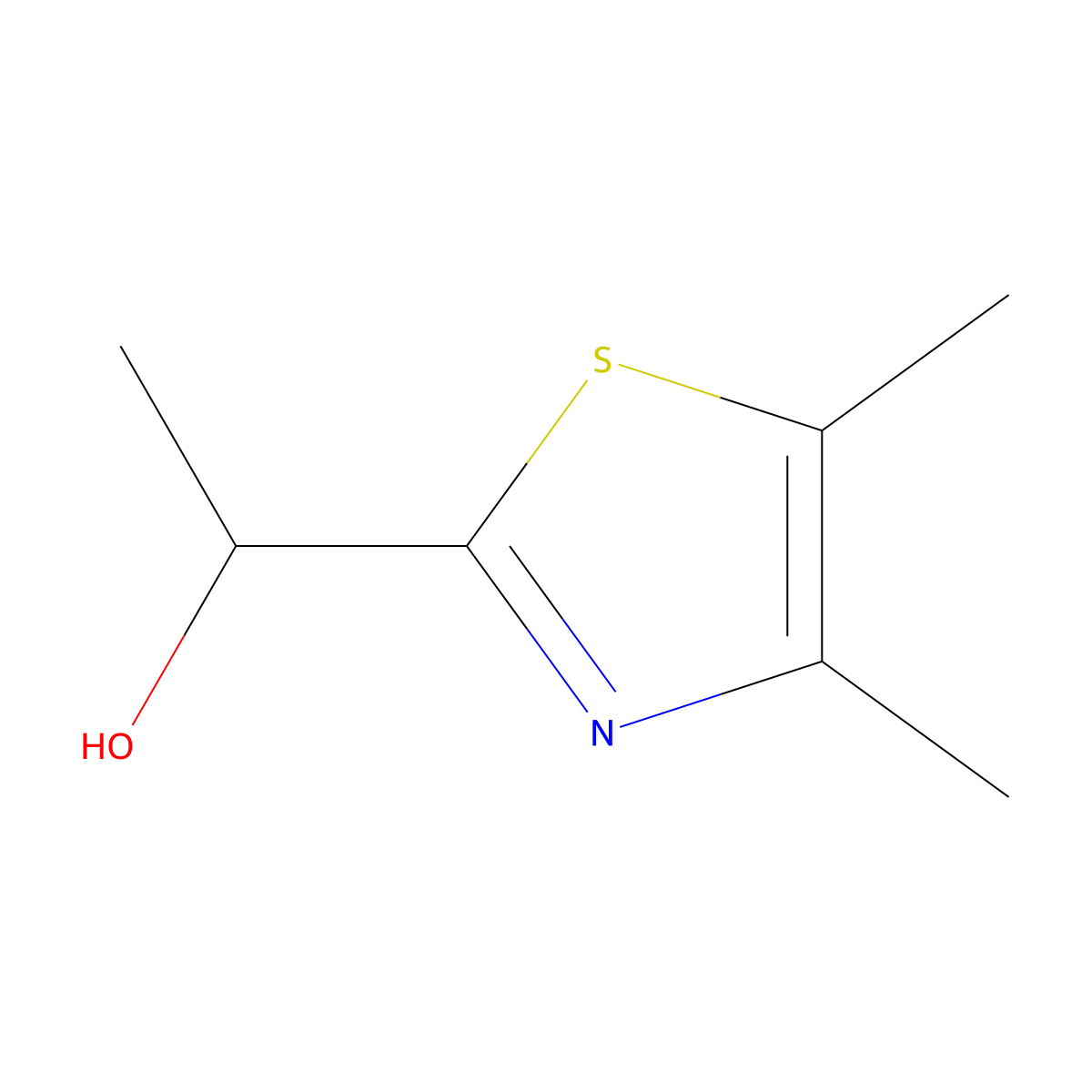 1-(4,5-Dimethyl-1,3-thiazol-2-yl)ethan-1-ol molecular structure, CAS 7531-72-8