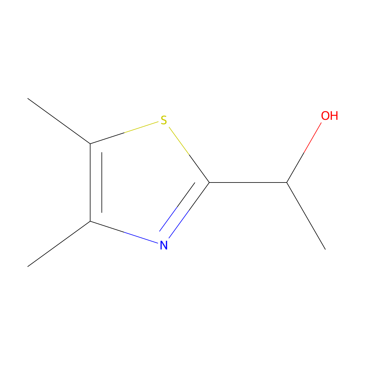 1-(4,5-Dimethyl-1,3-thiazol-2-yl)ethan-1-ol molecular structure, CAS 7531-72-8