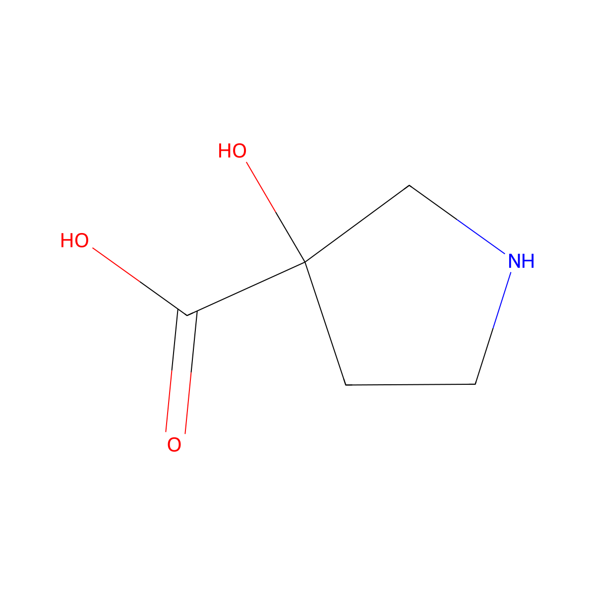 3-Hydroxypyrrolidine-3-carboxylic acid molecular structure, CAS 75315-60-5