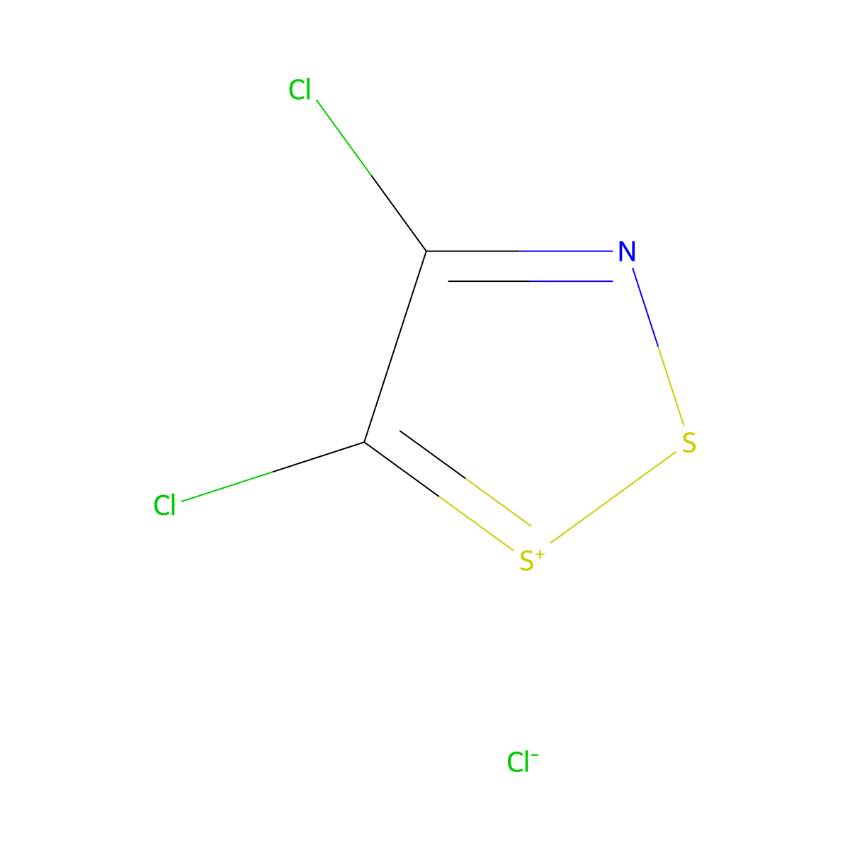 4,5-Dichloro-1,2,3-dithiazol-1-ium chloride molecular structure, CAS 75318-43-3