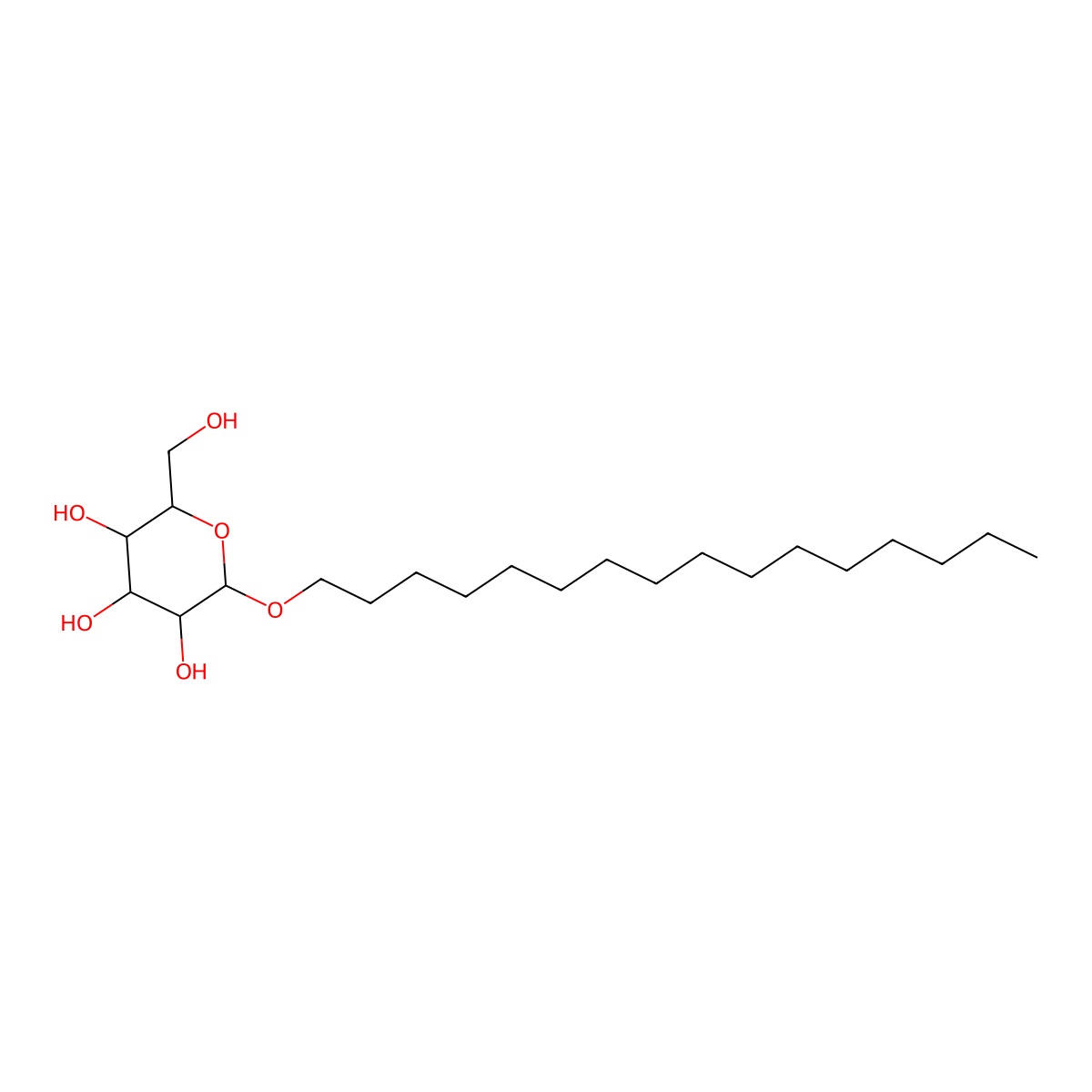 Hexadecyl glucoside molecular structure, CAS 75319-63-0